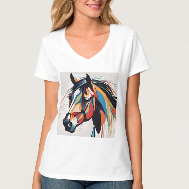T-shirt Cheval Equestre Abstrait Mustang Pony Bronco Colt (Devant)