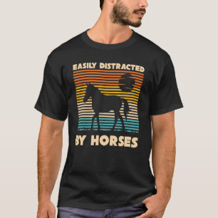 T-shirt Cheval Équestre Rétro Facilement Distrait Par