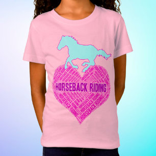 T-Shirt Cheval équitation Coeur avec Pony sauvage