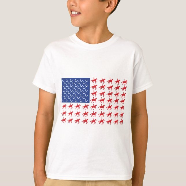 T-shirt Cheval et cavalier patriotique (Devant)
