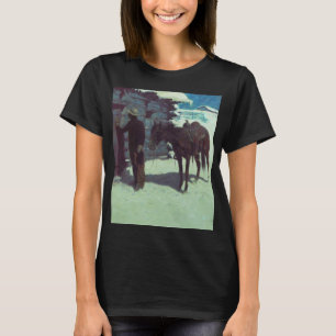 T-shirt Cheval et Cowboy neige hivernale
