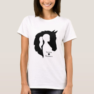 T-shirt Cheval et fille cheval amoureux silhouette coeur