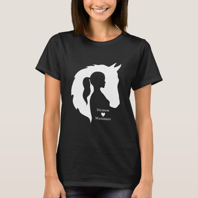 T-shirt Cheval et fille cheval amoureux silhouette coeur p (Devant)