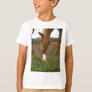 T-shirt cheval et fleur de printemps Bunny