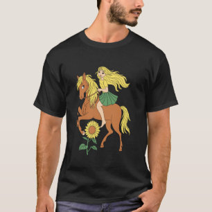 T-shirt Cheval fantaisiste et crinière fleurie