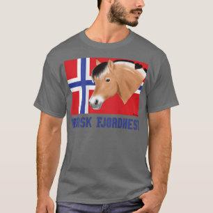 T-shirt Cheval fjord avec drapeau norvégien, un ventilateu
