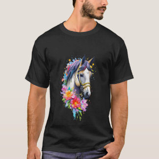 T-shirt Cheval Fleur Printemps Nature Cheval Amateurs Pour