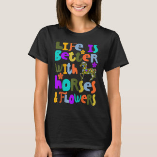 T-shirt Cheval Fleurs Horsewomen Country Rider Kids Eques
