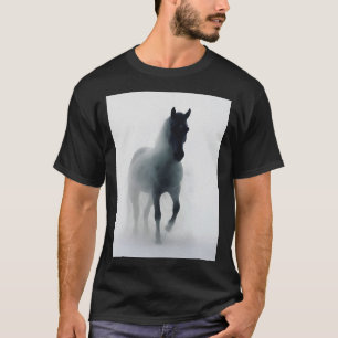 T-shirt Cheval foncé dans le brouillard - Ethéal Mystical 
