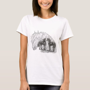 T-shirt Cheval friésien Noir Manes Tails