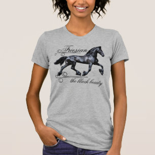 T-shirt Cheval frison, la beauté noire, étalon, argent