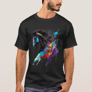 T-shirt Cheval frison tache de peinture Cheval exotique  É