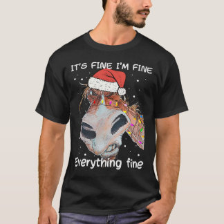 T-shirt Cheval Funny Cheval Noël It_s Fine I_m Fine Eve