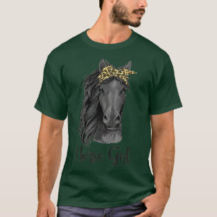 T-shirt Cheval Girl Bandana Leopard Horseback équitation C