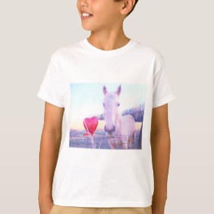T-shirt Cheval jaune et Coeur rouge