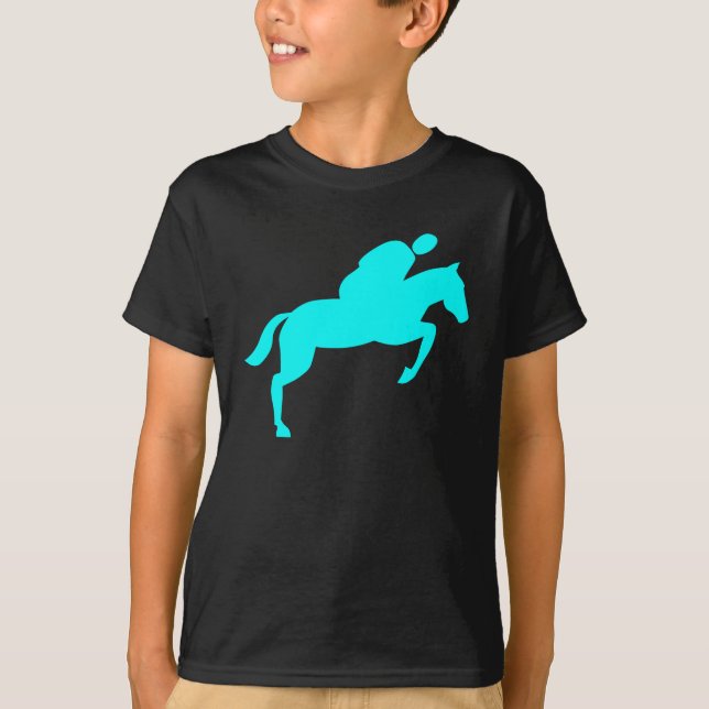 T-shirt Cheval Jumping - Cyan (Devant)