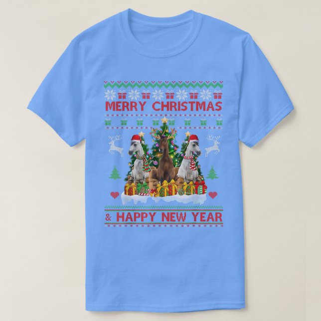 T-shirt Cheval Lover laide doux Joyeux Noël Joyeux Nouveau (Design devant)