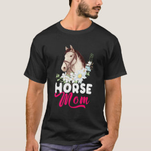T-shirt Cheval Maman Joyeux Fête des Mères Floral Cheval F