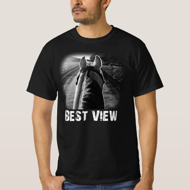 T-shirt Cheval Meilleure Vue De Cheval Retour Idées Cadeau (Devant)