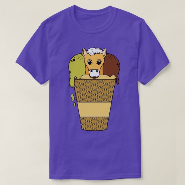 T-shirt Cheval mignon dans une tasse avec glace (Design devant)