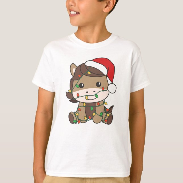 T-shirt Cheval Noël Animaux d'hiver Chevaux de vacances (Devant)
