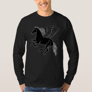 T-shirt Cheval noir avec ailes Pegasus
