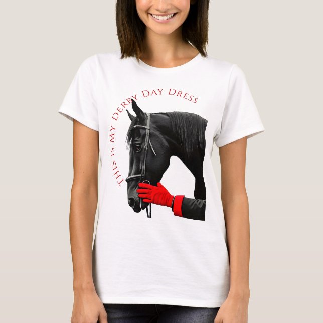 T-shirt Cheval noir avec Gant rouge et Derby Day (Devant)