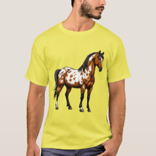 T-shirt Cheval Paintball Bold Debout Dans Un Champ Herbeux