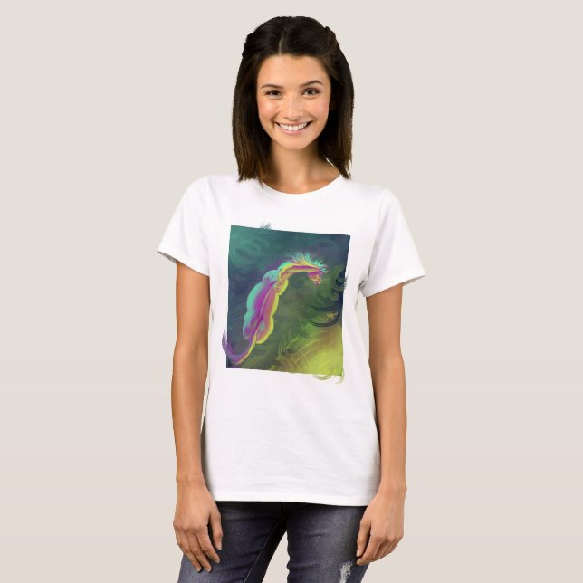 T-shirt Cheval Painterly regardant dans la piscine (Devant entier)
