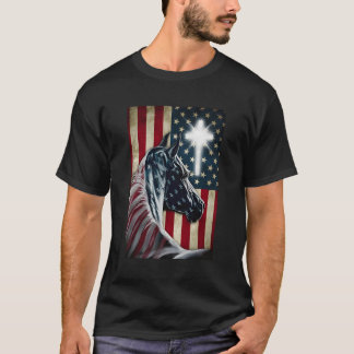 T-shirt Cheval Patriot Vache Occidentale Jésus Croix Usa D
