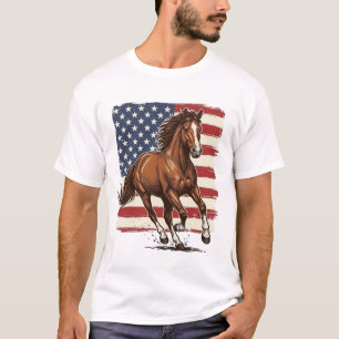 T-shirt Cheval Patriotique Vintage Création Vectorielle We