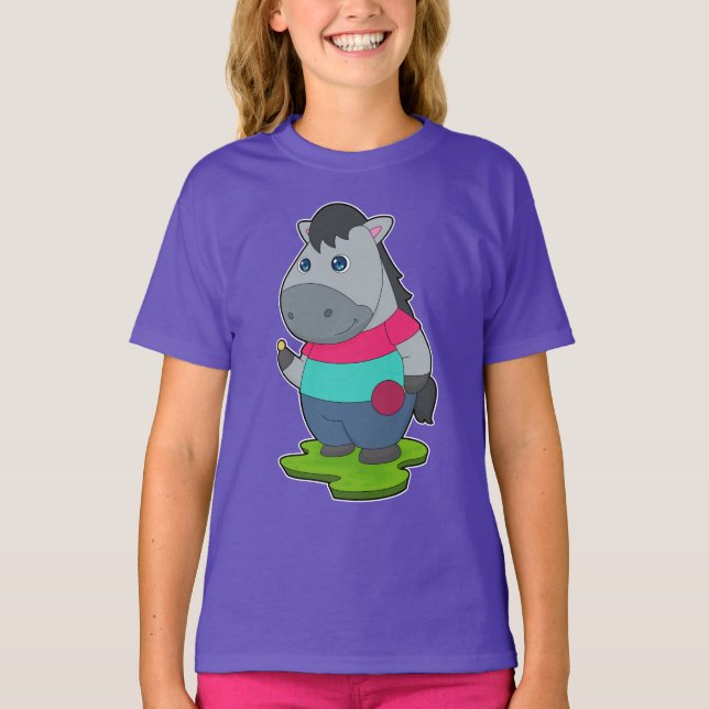 T-shirt Cheval ping tennis de table Raquette de tennis de  (Devant)
