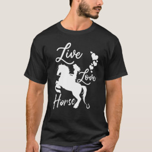 T-shirt Cheval pour Femmes Filles Cute Live Love Horse Rid