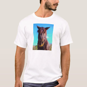 T-shirt Cheval pourpre avec Bouche verte