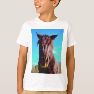 T-shirt Cheval pourpre avec Bouche verte