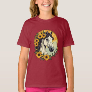 T-shirt Cheval Pur-Sang et fleurs de Susan aux yeux noirs
