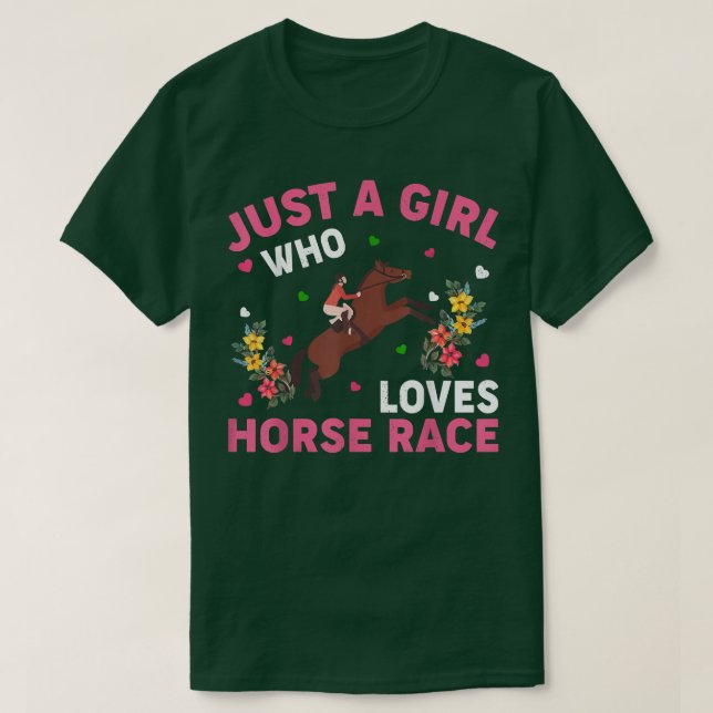 T-shirt Cheval Race Sports Amateur Juste Une Fille Qui Aim (Design devant)