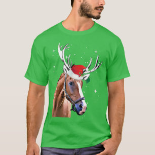 T-shirt Cheval Reindeer lumières de Noël mignonnes