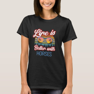T-shirt Cheval Retro Sunset La Vie Est Meilleure Avec Les 