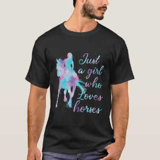 T-shirt Cheval Riding Lover Aquarelle Juste Une Fille Qui