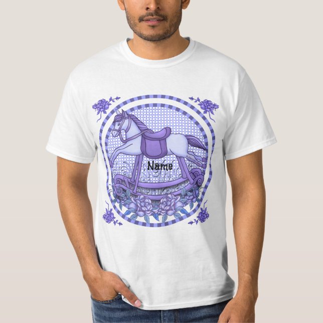 T-shirt Cheval-roche violet Rose (Devant)