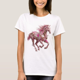 T-shirt Cheval Rose Argenté Ludique Design Moderne