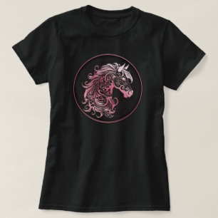 T-shirt Cheval rose floral tête cuir gaufrée cowgirl