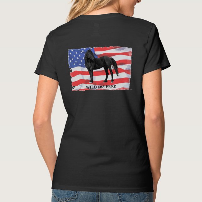 T-shirt Cheval sauvage américain sauvage et libre V - (Dos)