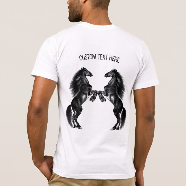 T-shirt Cheval sauvage dressé avec texte personnal (Dos)