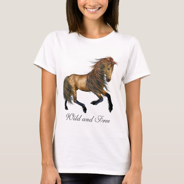 T-shirt Cheval sauvage et libre (Devant)