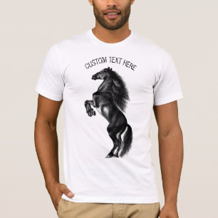 T-shirt Cheval sauvage noir droit - Dessin - Ajouter votre