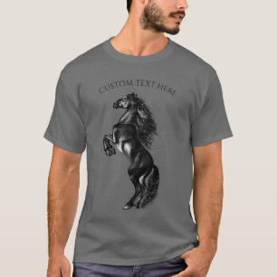 T-shirt Cheval sauvage noir droit - Texte personna
