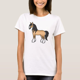 T-shirt Cheval Shire Gypsy Vanner de dessin animé Buckskin