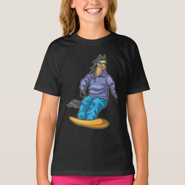 T-shirt Cheval Snowboard Sports d'hiver (Devant)